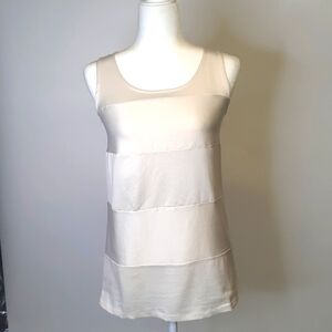 Ann Taylor Scoop Neck Paneled Cream Top, Size XS